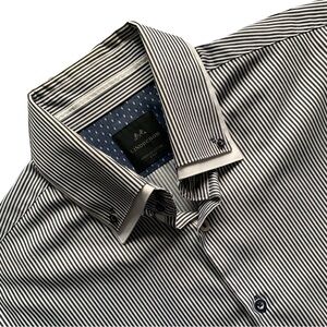 Lindbergh Striped Button Down Premiem Cotton 2 PLV Dress Shirt Size 43-44
